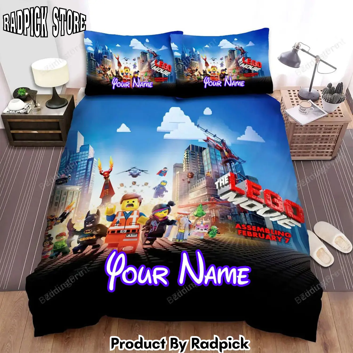Radpick the lego movie panic movie poster bed sheets duvet cover personalized name bedding sets rp3271115